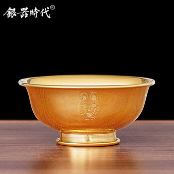 Silver age pure gold 999 gold bowl gold spoon edible tableware set wedding gift collection pure handmade pure gold rice bowl gold bowl 157 grams pure gold + certificate 1 piece pure gold + certificate