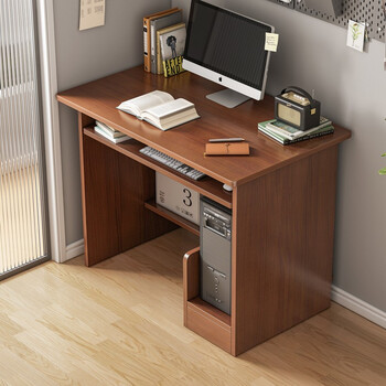 Naijia computer desk home small household simple office desk simple student desk bedroom study desk with main unit dark walnut color 60cm