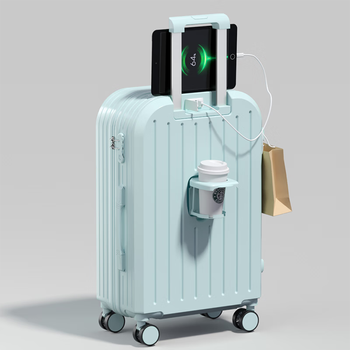 Zhen zhimeng multifunctional suitcase universal wheel men's and women's trolley case student password box large capacity suitcase zipper suitcase glacier blue upgraded multi-function 24-inch mid-way suitcase