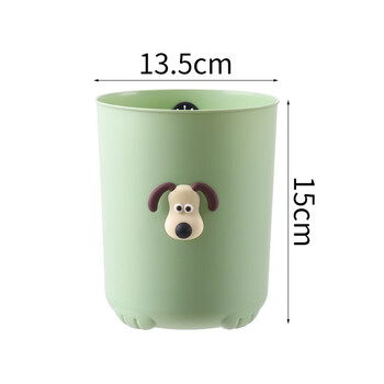 Ren ying desktop trash can home good-looking mini small creative trash can bedroom cute waste paper trash can small - green + puppy sticker 1.8l