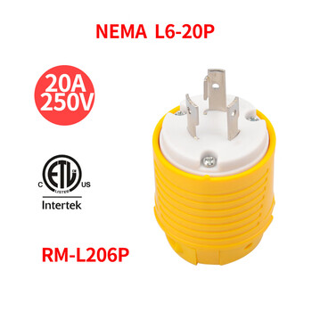 American standard nema l6-20p/l6-20r assembly wiring 20a250v industrial plug rm-l206 american plug nema l6-20p