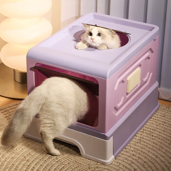 Hellojoy cat litter box fully enclosed large cat toilet isolates odor and splash-proof cat poop box cat litter box cat litter box with cat litter scoop