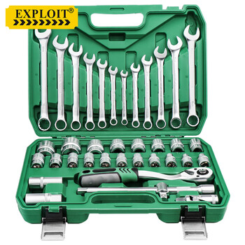 Auto repair tool set ratchet wrench socket upgraded 72-tooth curved handle auto repair 37-piece set