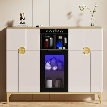 Meilingda home commercial multi-function remote control intelligent solid wood tea bar machine fully automatic water dispenser living room tea cabinet sideboard refrigerator red wine refrigerator frozen bottle sterilizer cabinet solid wood 620 light luxury champagne (fridge freezer + disinfection cabinet) hot and cold type ice warm