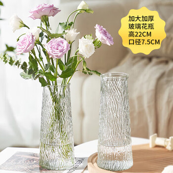 Shengshi taibao glass vase transparent plant vase hydroponic container living room decoration cone barrel bark pattern