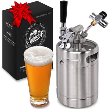 Nutrichef portable stainless steel home beer keg co2 adjustment 1892ml homemade beer