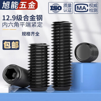 Bingneng 12.9-level high-strength fine-thread flat-end hexagonal set screw screw fine thread stop-pay headless machine meter m16*1.5*30 2 pcs