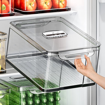 Home katei story japanese crisper large-capacity refrigerator storage box food-grade special fruit box vegetable egg freezing storage box refrigerator storage box 2-piece set + with drain board