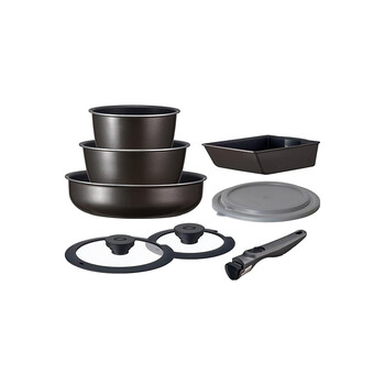 Alice diamond-coated frying pan set, non-stick pan, induction cooker frying baby food soup pot with removable handle, brown ehdc-s9s 9-piece set