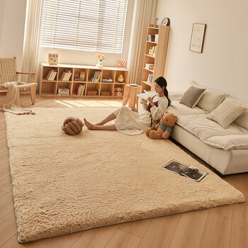 Xuanjia carpet bedroom sleepable thick plush large area full living room carpet light luxury high-level sense bedside carpet customized beige color length 160 width 100cm