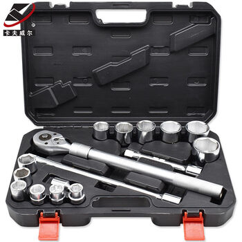 Kraftwell 16-piece heavy truck repair tool box 3/4-inch ratchet wrench socket set ss2992a 16-piece set large truck socket wrench