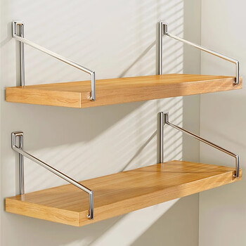 All are wall storage racks without punching holes, bedside hanging wall bookshelf, router storage shelf, wall-mounted nail-free storage board, solid wood color 30*15 (with sticky hooks/seamless nails)