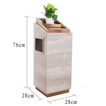Hotel lobby marble trash can stainless steel hotel lobby elevator entrance outdoor european style vertical ashtray wood grain stone rose gold inclined mouth bucket (height 76cm