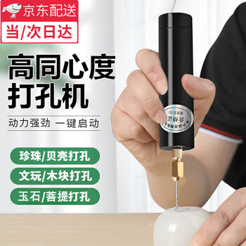 Neem art shop wenwan pearl soapberry hole punch small walnut carving portable small electric drill electric punch plug-in black comes with a vise + a box of drill bits + a storage box