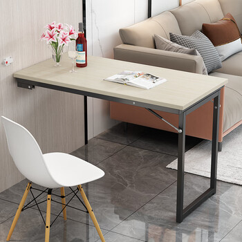 Ueue deformed wall-mounted folding table wall dining table multi-functional bookshelf balcony storage rack small apartment invisible table length 90*width 50*75 height default main picture color