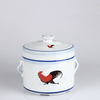 Fengtuoxing stew pot, ceramic soup pot, ceramic stew pot, double lid and double ears, water-proof stew pot, high temperature and no cracking, rooster stew pot, 900ml, 1 piece, 80 heads