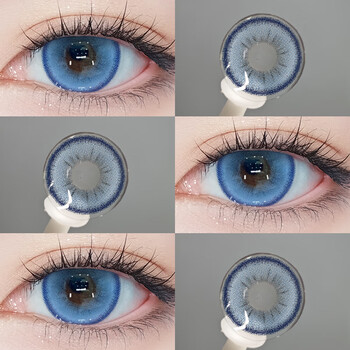Ovolook blue contact lenses half-year disposable pure desire new size diameter sandwich myopia degree contact lenses official authentic master blue 14.5mm (free care solution + mirror box) / gift box 0 degree