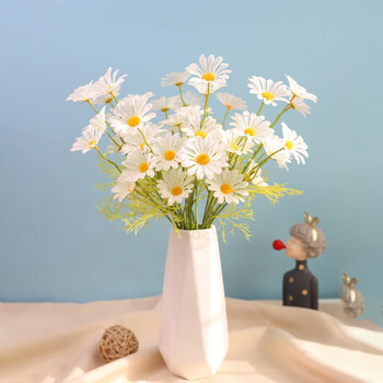Shengshi taibao artificial flowers, artificial flowers, decorative flowers, small daisies, silk flowers, plastic flowers, desktop living room and restaurant decoration ornaments, 5 pack