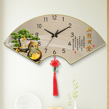 Dilan living room wall clock new restaurant wall clock no punch perpetual calendar home clock chinese style silent quartz clock fulu sxa medium size 40*20cm