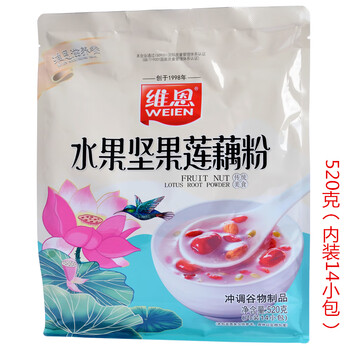 Wein nourishing meal grain fruit nut lotus root powder yam walnut powder sesame paste sea salt cereal oatmeal fruit nut lotus root powder 520g (14 small packs included)