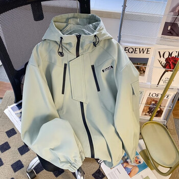Yiran presents thickened versatile hooded jacket for autumn and winter, functional, loose, casual, simple, green outdoor workwear, versatile jacket for men, light green, regular l, recommended 110-130 catties