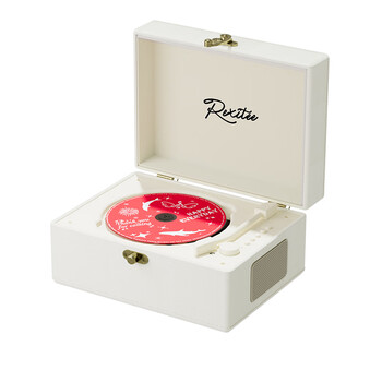 Yuexinting nostalgic retro cd player portable bluetooth speaker music album cd player lossless sound quality home charging wireless remote control vinyl cd birthday gift white standard edition-top sound quality dual speakers