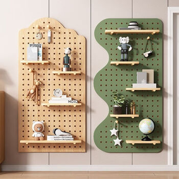 Oxygen hole board custom i wall storage rack solid wood hanging board entry home full set of storage rack on the wall square complete set combination 40*60 wood color