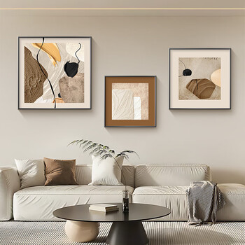 Ji jian ji modern light luxury living room decorative painting abstract texture sofa background wall combination hanging painting high-end mural