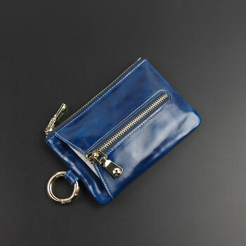 Kuqi kangaroo (kuqidaishu) card holder change two-in-one multi-functional storage genuine leather small key bag for women large capacity thin korean cute keychain royal blue