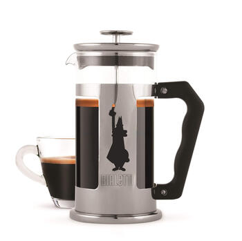 Bialetti french press pot, stainless steel glass, 8-cup capacity, manual brewing, home office coffee pot