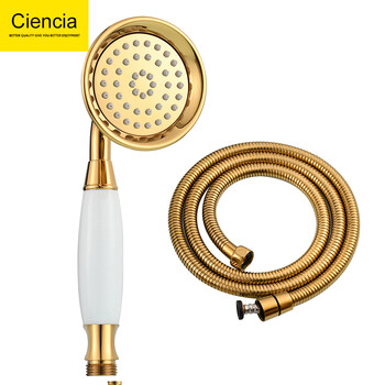 Ciencia golden shower head booster handheld shower set bathroom bathroom shower head model b golden nozzle + hose