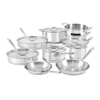 All-cladallclad copper core 5-layer stainless steel cookware set 15 pieces induction cooktop oven grill