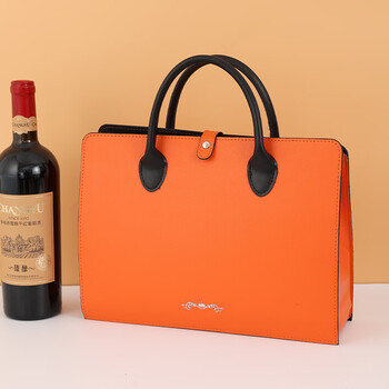 Oupinyuan red wine packaging gift box double high-end wine box empty box portable gift bag custom red wine box double (including wine utensils) orange