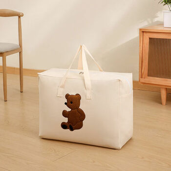 Kindergarten quilt storage bag large capacity moving packing bag canvas bag clothes storage bag quilt baby bear + embroidery style 8-11 jin