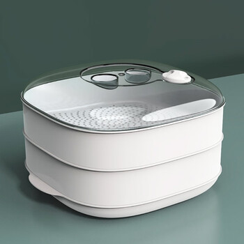 Meal general double-layer microwave steamer with steaming box heating steamer microwave oven special utensils and supplies set square steamer double-layer (white)