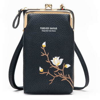 Queen trip 2022 new bags for women korean style women's crossbody solid color wallet valentine's day multi-purpose mini mobile phone bag 2 black 18*11*5
