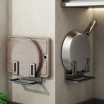 Added punch-free pot cover rack kitchen rack wall-mounted cutting board chopping board multi-functional wall storage artifact shelf