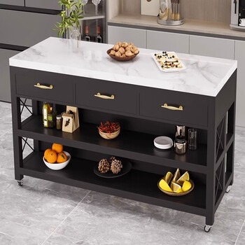 Center island kitchen marble open dining table removable workbench cooking table storage storage sideboard custom size