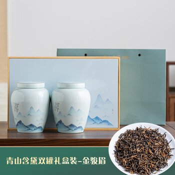 Dajing zhishan 2024 new tea special mingqian longjing high-end tea gift box ceramic tea double cans qingshan handai double cans gift box-jin junmei 340g