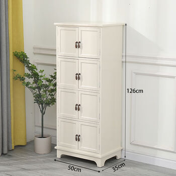 Splot solid wood drawer cabinet with door large capacity storage cabinet household multifunctional storage cabinet simple bookcase balcony corner cabinet 50 cm ivory white eight doors ready for sale