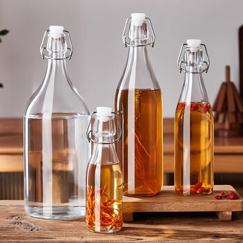 Wellmeet glass wine bottle, empty bottle, sealed high-end wine bottle, special wine jar, white wine storage, divided wine tank, wine storage container, one pound, 500ml*2 (free funnel)