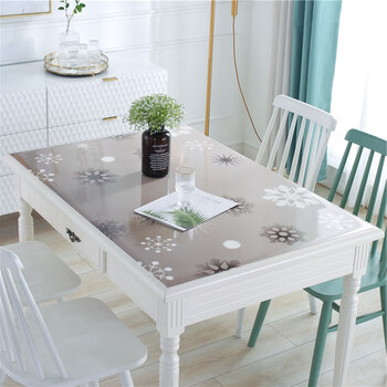 Table mat soft glass with patterned crystal board cloth anti-scalding plastic transparent home dining table frosted and thickened upgraded tasteless ice and snow coffee color 6060cm