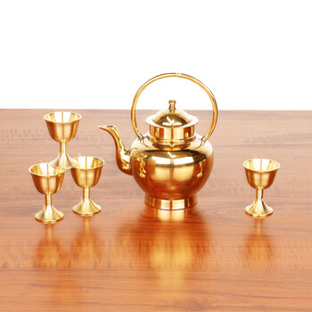 Wine pot, old-fashioned pure copper, wedding, old-fashioned toasting, copper wine pot, pure copper wine glass set, home handmade ironing, type b five-piece set