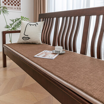 Lujie solid wood sofa cushion old-fashioned sofa cushion wooden sofa bench cushion bay window cushion wooden sofa cushion cotton and linen-coffee color 55cm*55cm single seat (thickness 2.5cm)