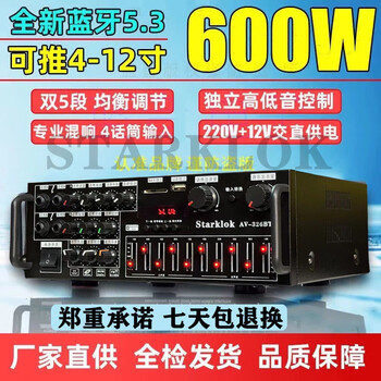 Starklok220v home power amplifier bluetooth 5.3 balanced adjustment 12v square dance car outdoor multi-functional radio