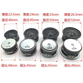 40/45/50/52mm round full-range speaker small speaker audio speaker pu edge 4 ohm 3 watt 4r5w 52mm round speaker 4r3w