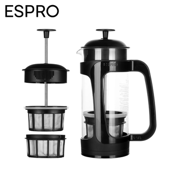 Viva scandinavia x espro joint french press hand-brewed coffee pot double-layer micro-mesh filter household high temperature resistant borosilicate glass p3 18 oz-p3 type 1418c-bk 510ml