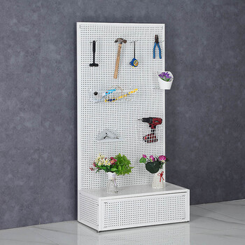 Shantou lincun round hole hole board cabinet type floor-standing storage rack mobile phone accessories jewelry kitchen storage household hardware white length 50*width 30*height 150 free 20 hooks
