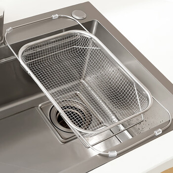 Lekali retractable drain basket large stainless steel drain rack dish rack vegetable basket kitchen sink rack artifact retractable drain basket large