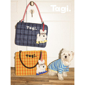 Tagi. woven small pillow computer bag shoulder bag 15-inch notebook bag gift does not come with puppy pendant - blueberry biscuit